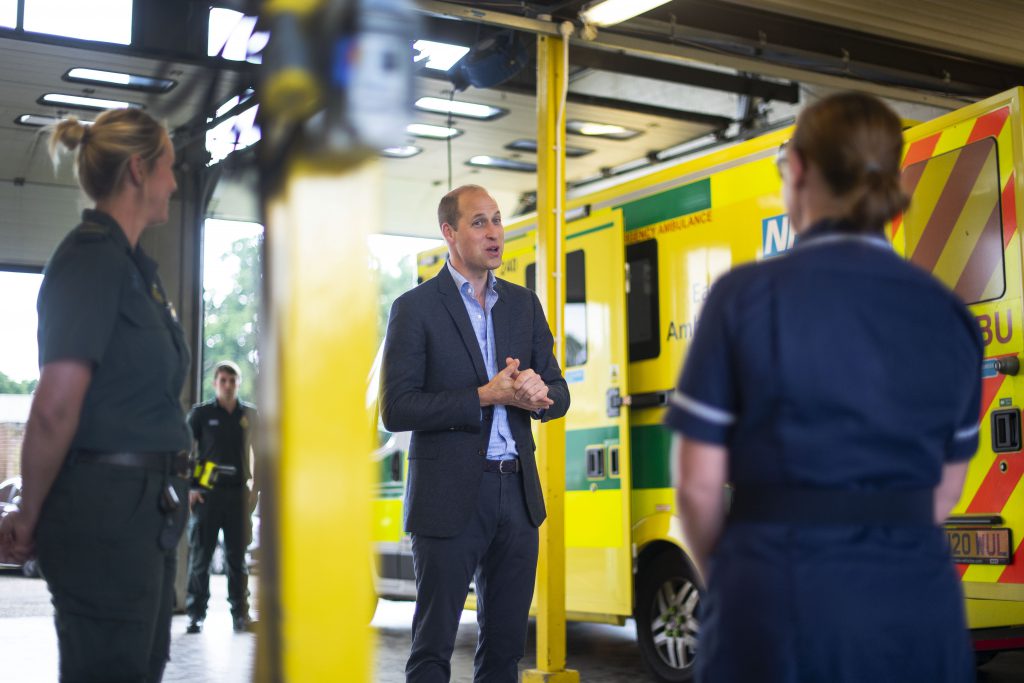 Duke Of Cambridge Meets Ambulance Staff