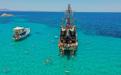 "pirate Ship" In Turquoise Aegean Sea Of Izmir